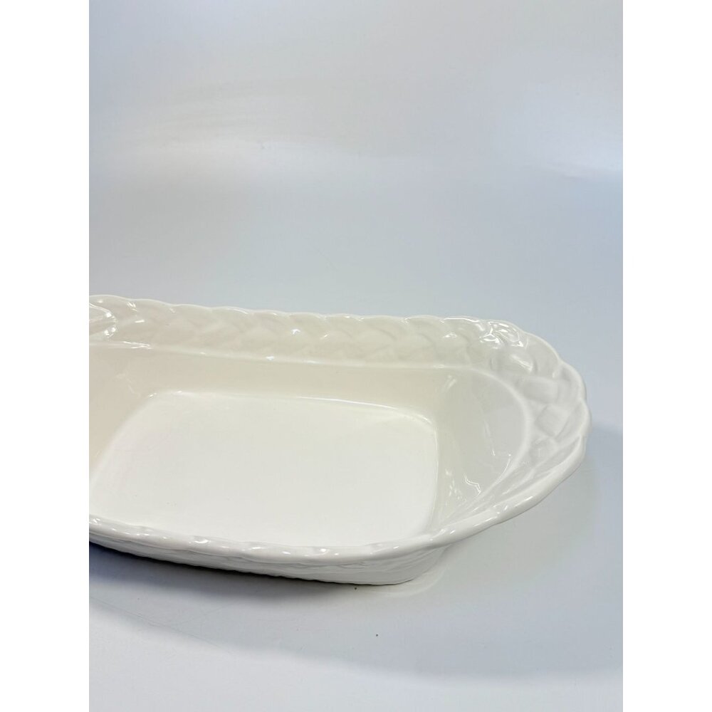 Ironstone White Serving Dish Bowl Oblong Braided Band Vintage Japaan Ceramic - Picture 3 of 16